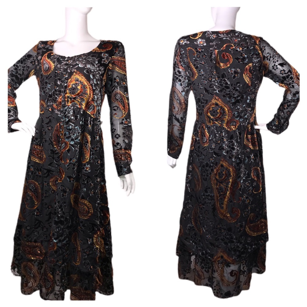 ADORE Small (S) Romantic Velour Mystical Burnout Dress - Picture 2 of 16